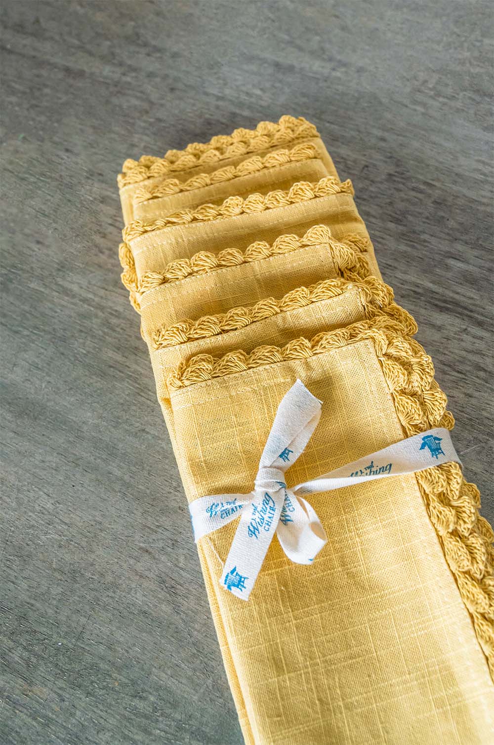 Mustard Hand Crochet Napkins - Set of 6