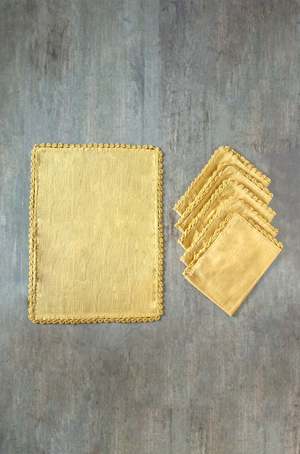 Mustard Hand Crochet Placemats - Set of 6