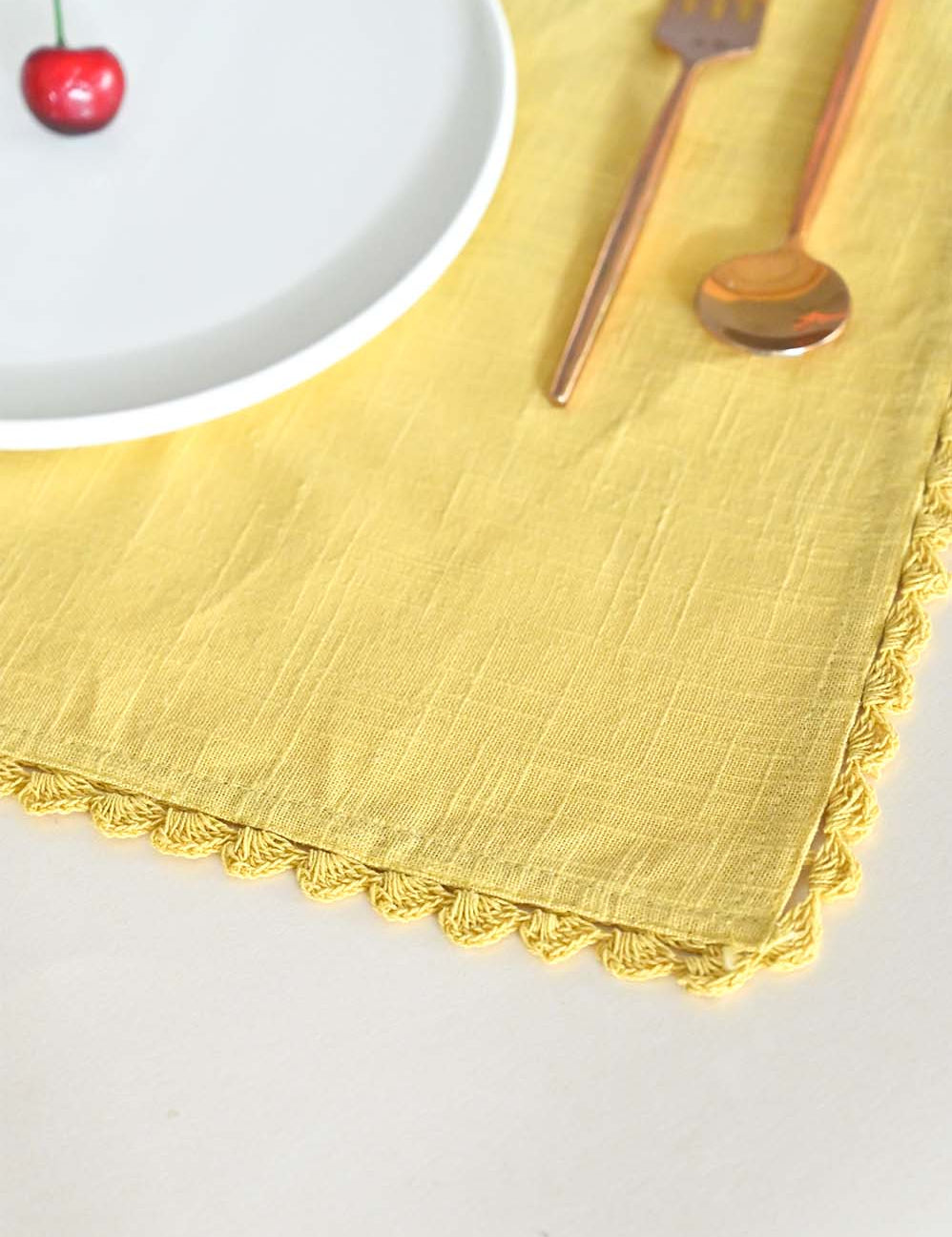 Mustard Hand Crochet Placemats - Set of 6