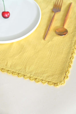 Mustard Hand Crochet Placemats - Set of 6