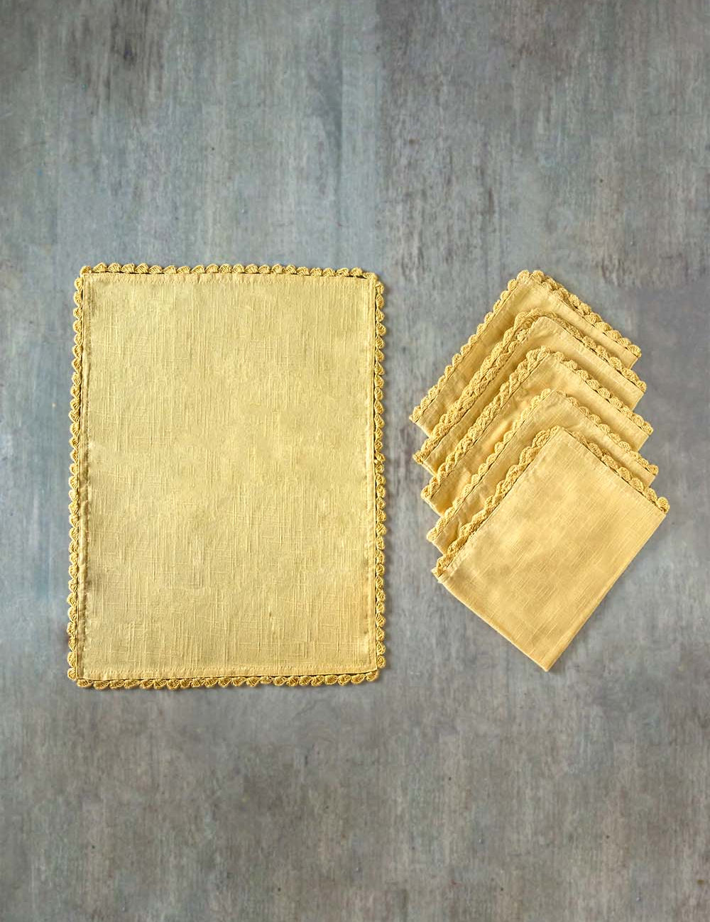 Mustard Hand Crochet Placemats - Set of 6