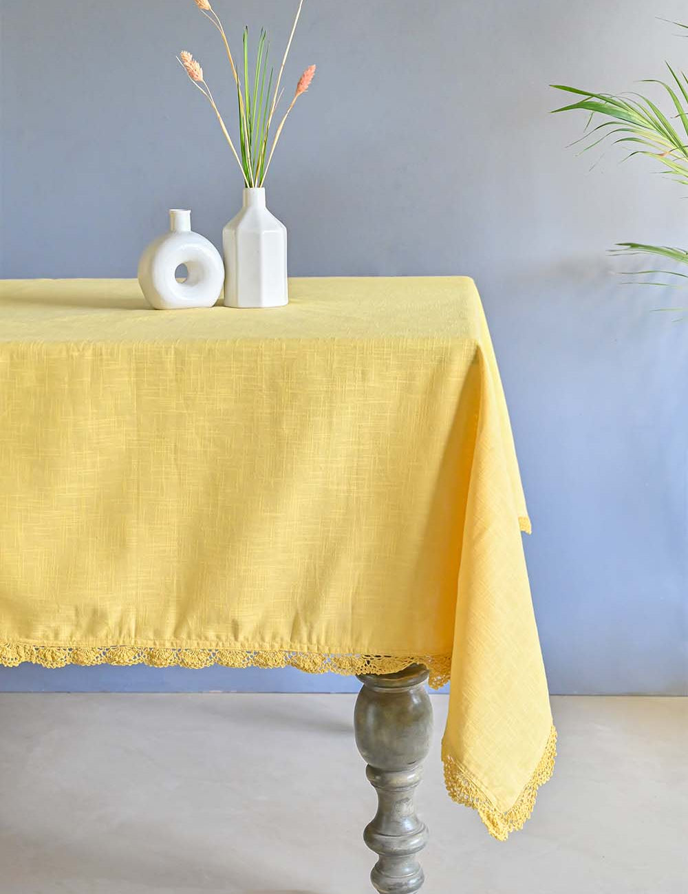 Mustard Hand Crochet Table Cloth -4/6/8 seater