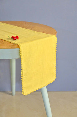 Mustard Hand Crochet Table Runner