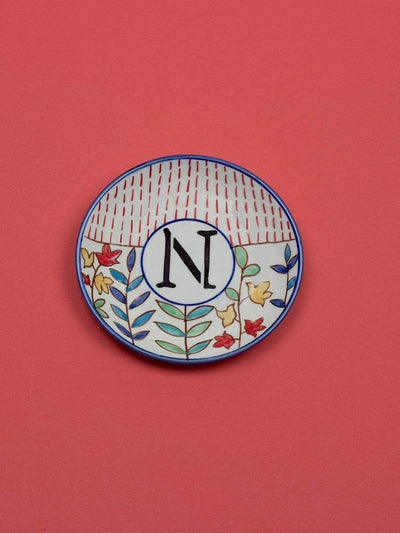 N Floral Monogram Wall Plate