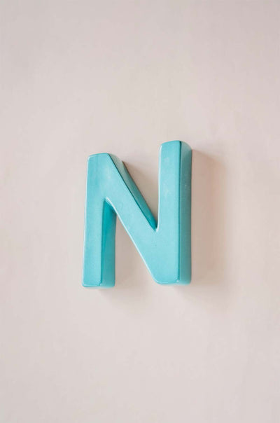 N Mottled Mono Wall Hanging Teal A to Z