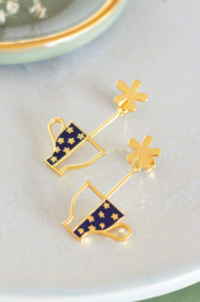 NAVY Alice's Tea Party Gold Plated Earrings