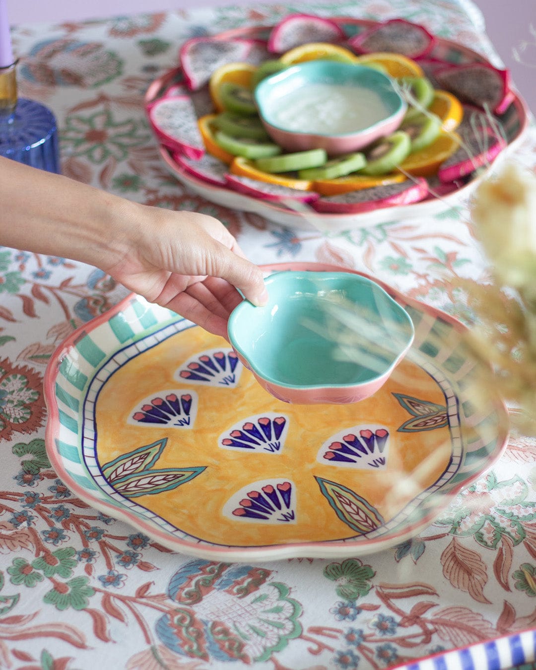 Nira Handpainted Chip & Dip Platter