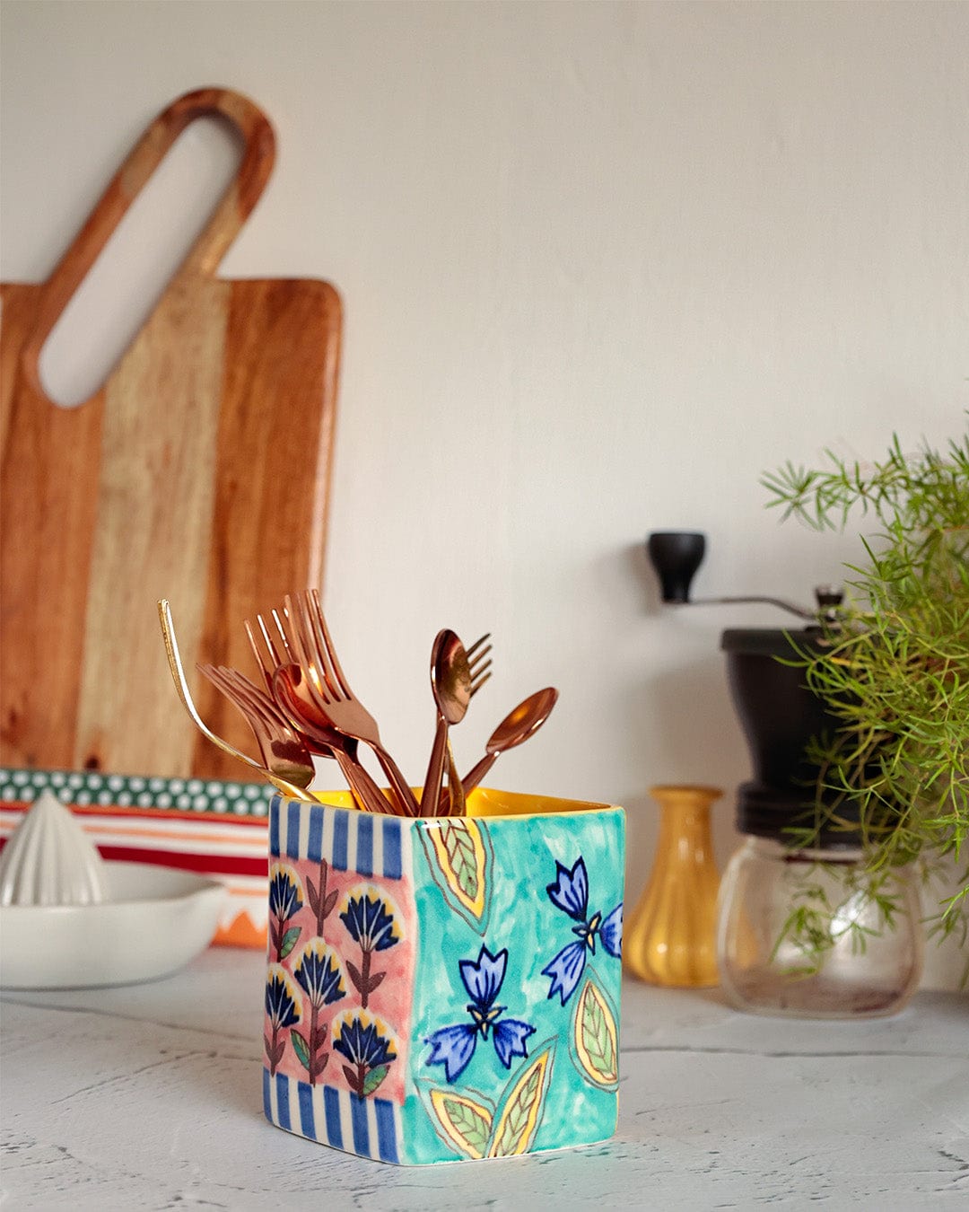 Nira Handpainted Cutlery Holder