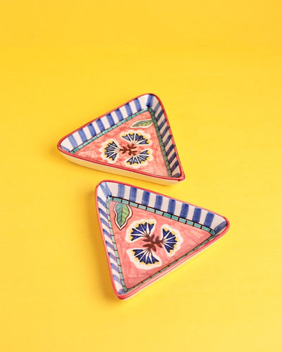 Nira Handpainted Triangular Platters - Set of 2