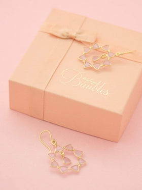 Nora Gold Plated Earrings With Rose Chalcedony Semi Precious Stones