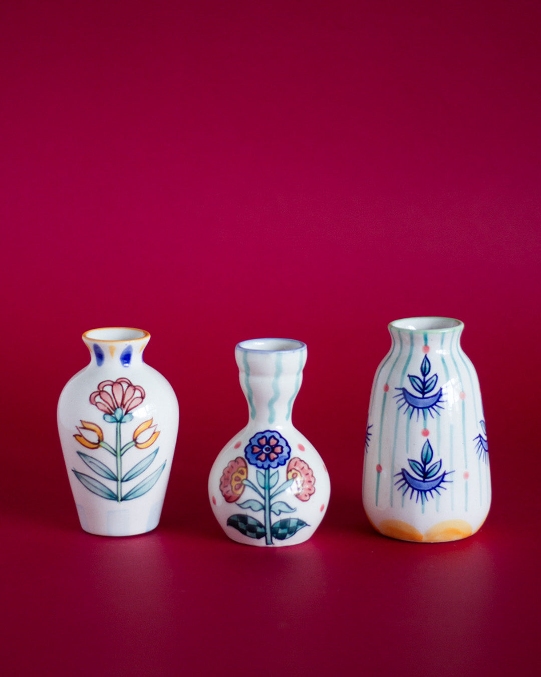 Oasis Handpainted Mini Vases - Set of 3