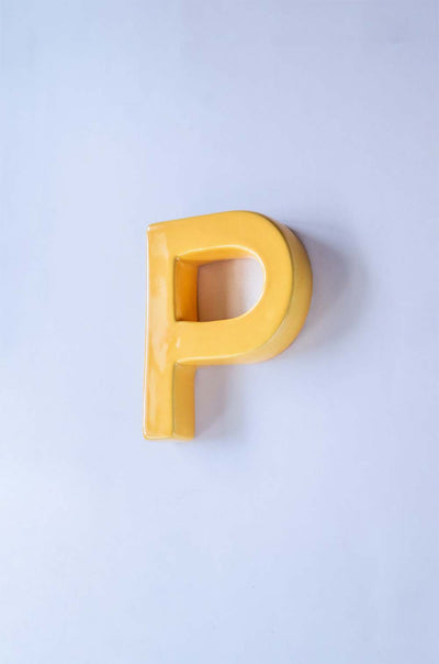 P Mottled Mono Wall Hanging - Mustard A To Z