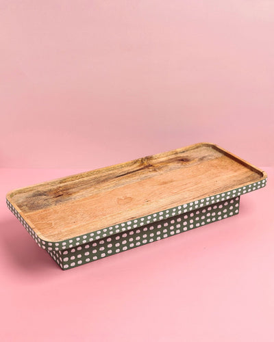 Pattern Harmony Handpainted Wood Riser & Serving Tray