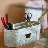 Pearlised Paper Leather 7 In 1 Desk Organiser- Garden Fog