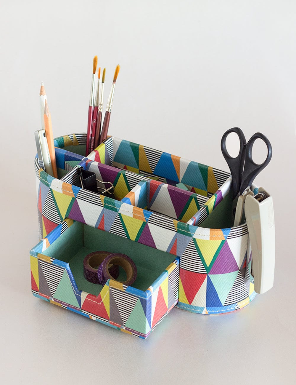Pearlised Paper Leather 7 in 1 Desk Organiser- Kaleidoscope