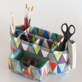 Pearlised Paper Leather 7 in 1 Desk Organiser- Kaleidoscope