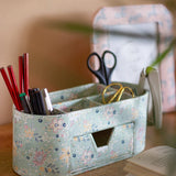 Pearlised Paper Leather 7 in 1 Desk Organiser- Mint Magnolias