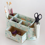 Pearlised Paper Leather 7 in 1 Desk Organiser- Mint Magnolias