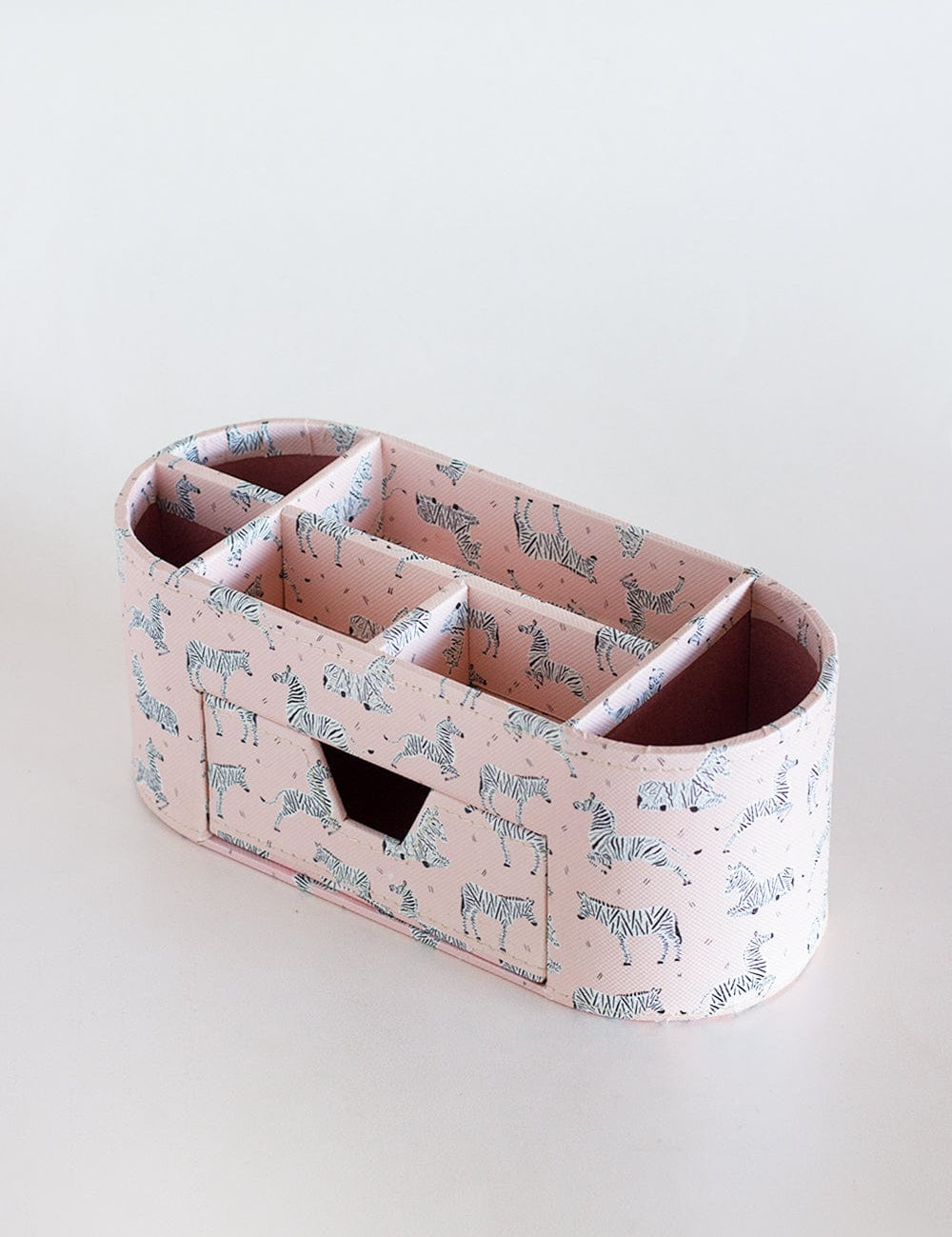 Pearlised Paper Leather 7 in 1 Desk Organiser - Pink Safari