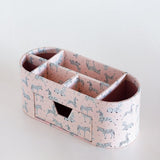 Pearlised Paper Leather 7 in 1 Desk Organiser - Pink Safari
