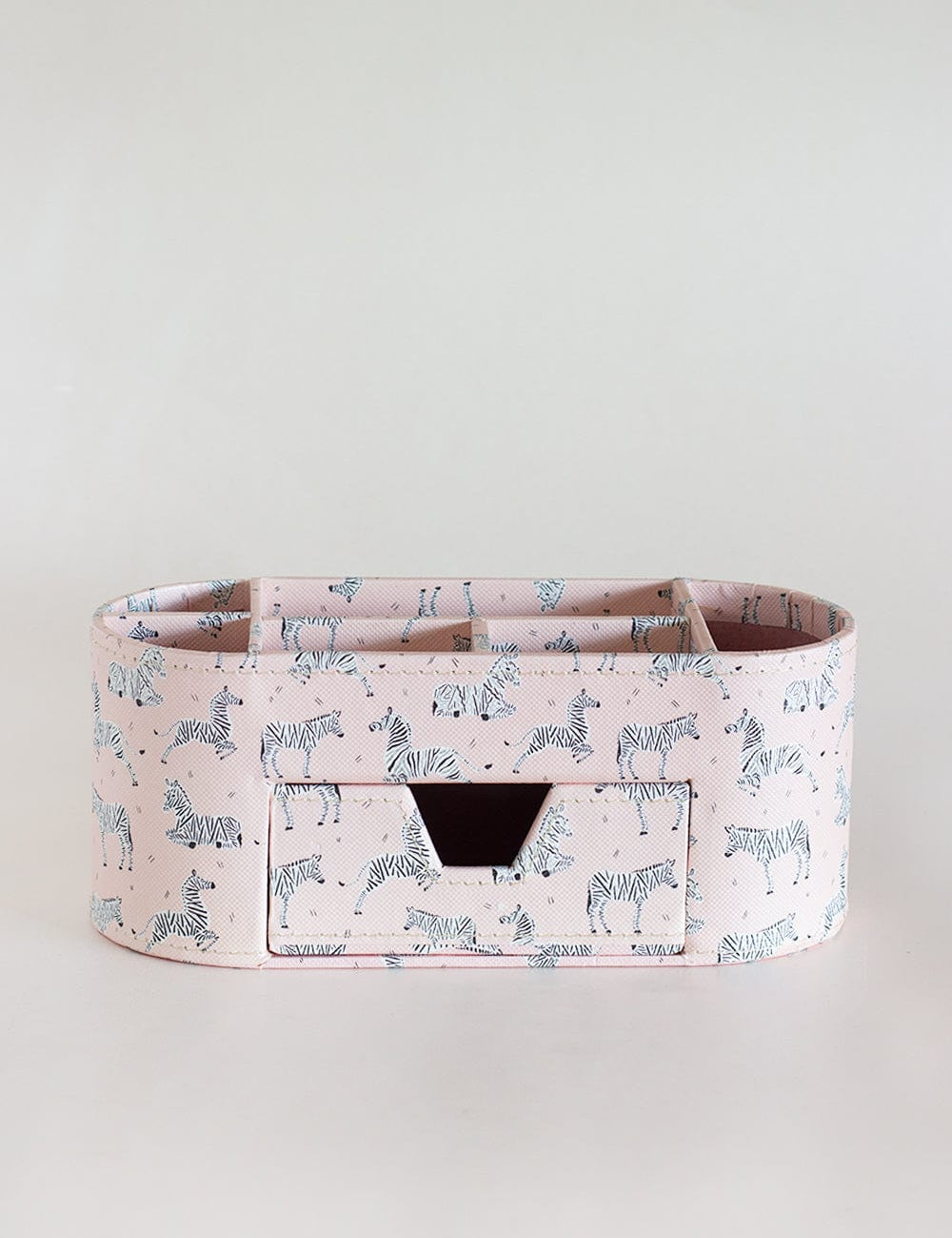 Pearlised Paper Leather 7 in 1 Desk Organiser - Pink Safari