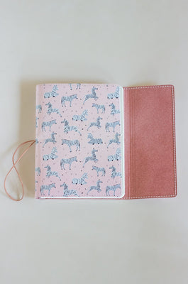 Pearlised Paper Leather A5 Notebook -Pink Safari