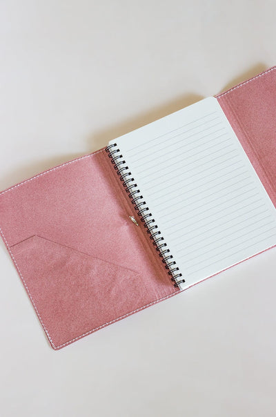 Pearlised Paper Leather A5 Notebook -Pink Safari