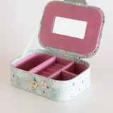 Pearlised Paper Leather Jewellery Box Large- Mint Magnolias