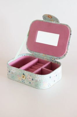 Pearlised Paper Leather Jewellery Box Large- Mint Magnolias