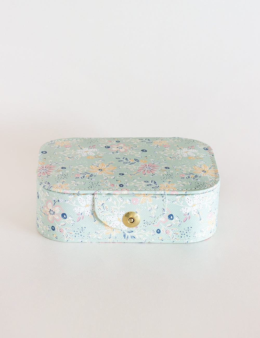 Pearlised Paper Leather Jewellery Box Large- Mint Magnolias