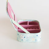 Pearlised Paper Leather Jewellery Box Large- Mint Magnolias