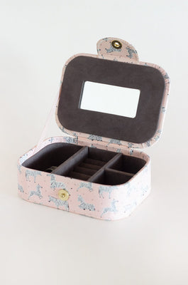 Pearlised Paper Leather Jewellery Box Large- Pink Safari