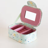 Pearlised Paper Leather Jewellery Box Medium- Mint Magnolias