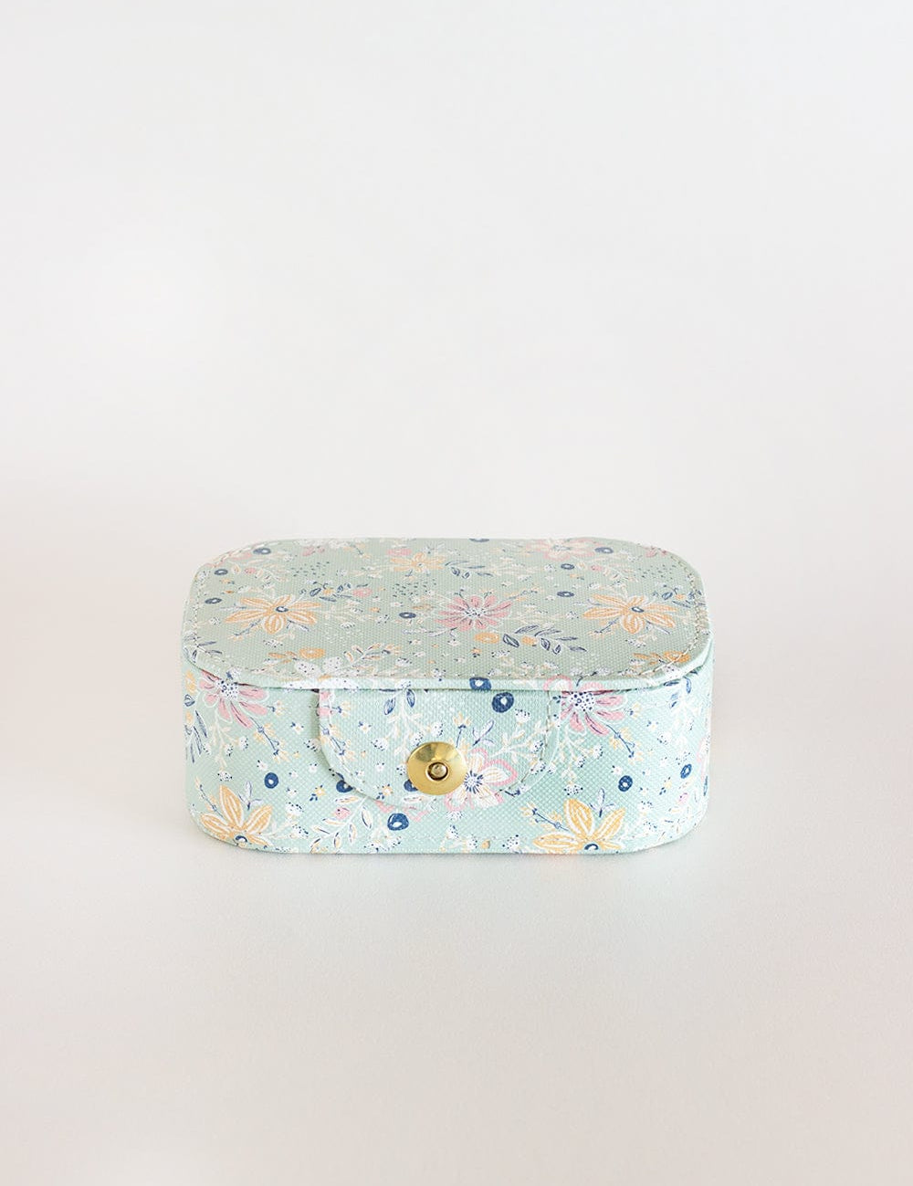 Pearlised Paper Leather Jewellery Box Medium- Mint Magnolias