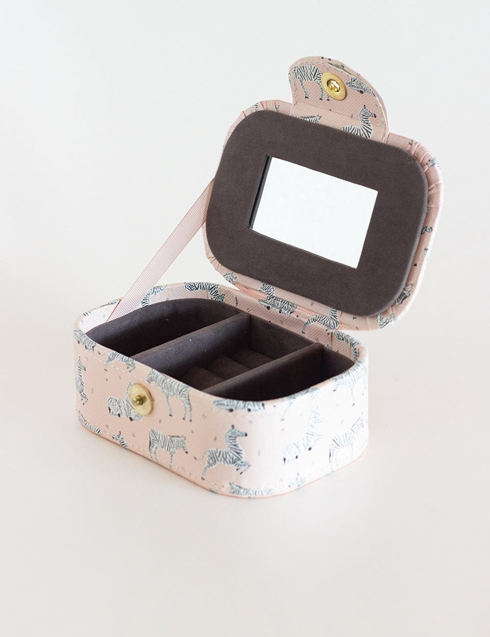 Pearlised Paper Leather Jewellery Box Medium- Pink Safari