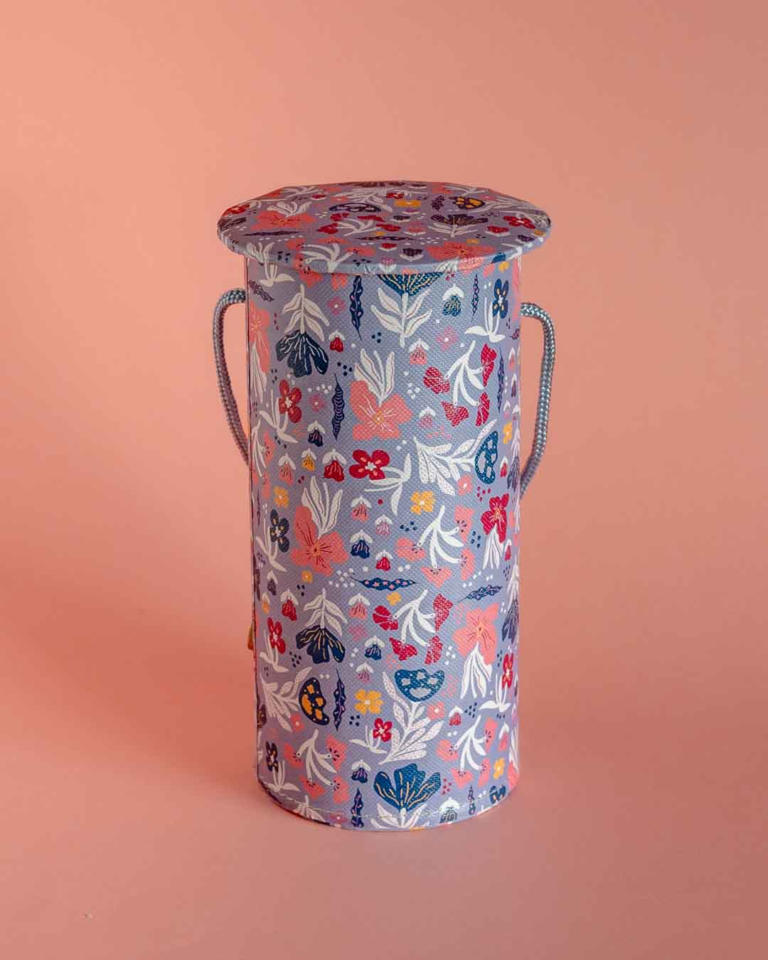Pearlised Paper Leather Round Piggy Bank - Blue Meadow