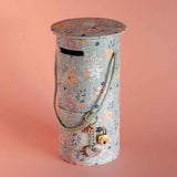 Pearlised Paper Leather Round Piggy Bank - Garden Fog
