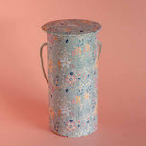Pearlised Paper Leather Round Piggy Bank - Garden Fog