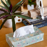 Pearlised Paper Leather Tissue Box- Garden Fog