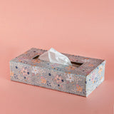 Pearlised Paper Leather Tissue Box- Garden Fog