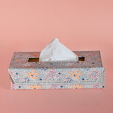 Pearlised Paper Leather Tissue Box- Garden Fog