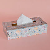 Pearlised Paper Leather Tissue Box- Garden Fog