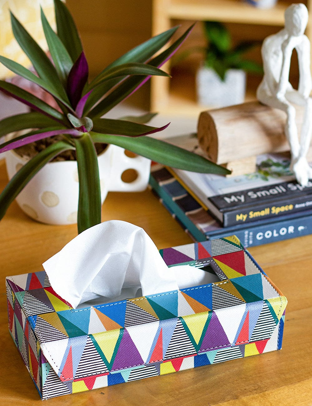 Pearlised Paper Leather Tissue Box- Kaleidoscope