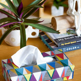 Pearlised Paper Leather Tissue Box- Kaleidoscope