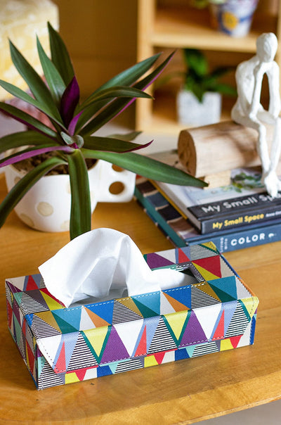 Pearlised Paper Leather Tissue Box- Kaleidoscope