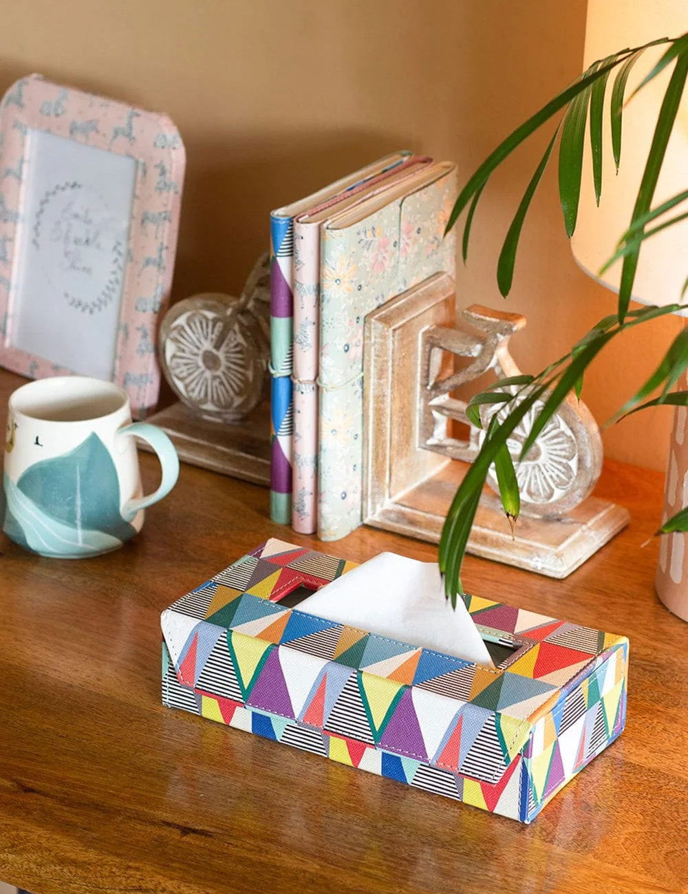 Pearlised Paper Leather Tissue Box- Kaleidoscope
