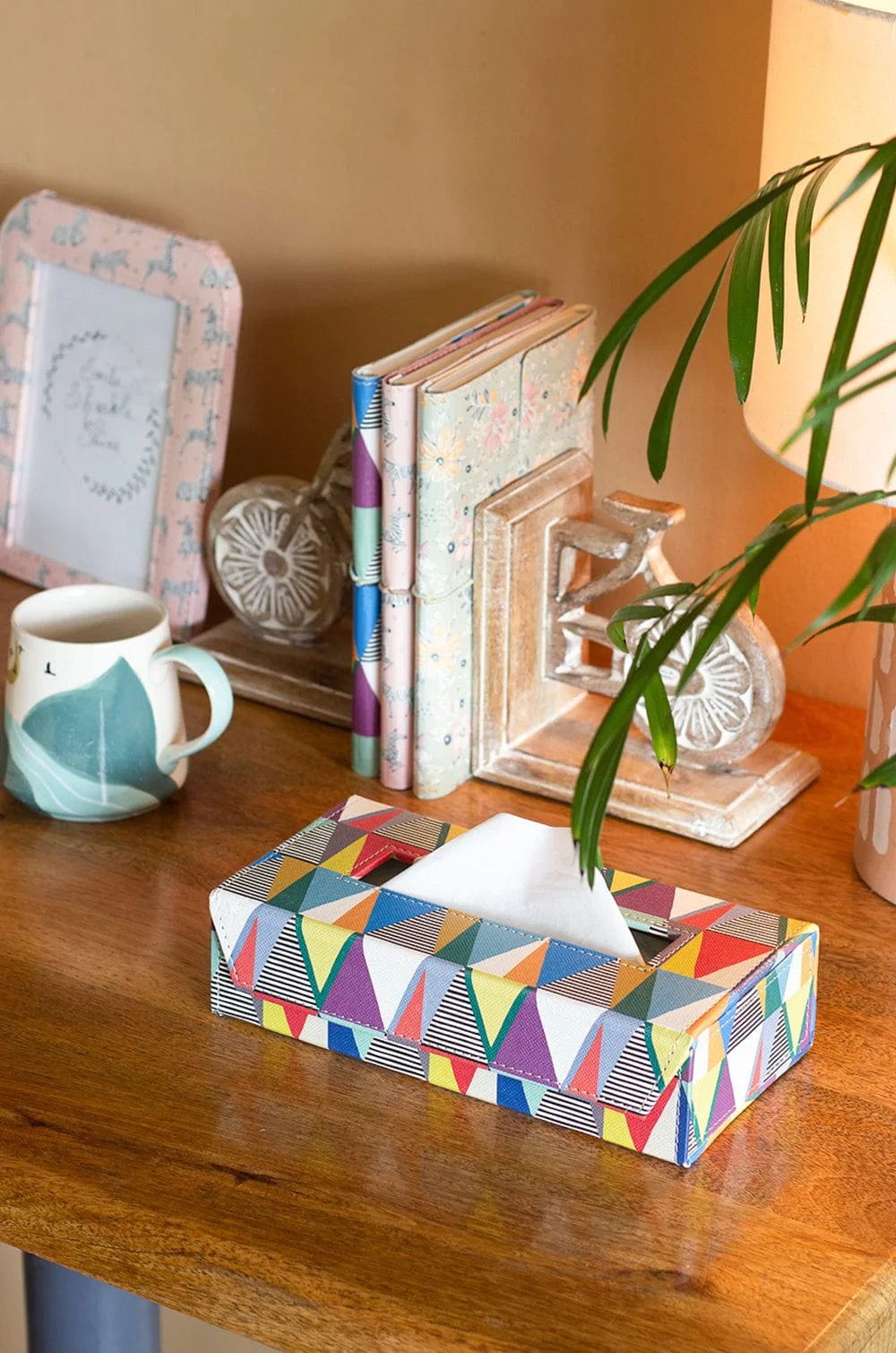 Pearlised Paper Leather Tissue Box- Kaleidoscope