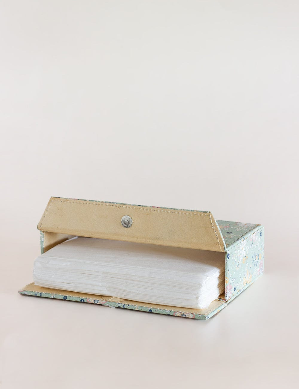 Pearlised Paper Leather Tissue Box- Mint Magnolias