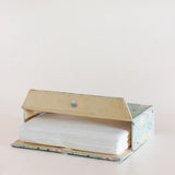 Pearlised Paper Leather Tissue Box- Mint Magnolias