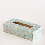Pearlised Paper Leather Tissue Box- Mint Magnolias
